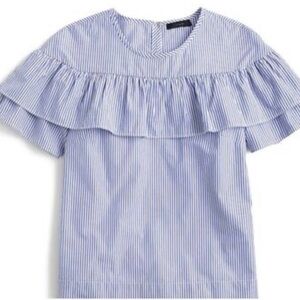 J. Crew “Edie” Top in Blue/White Shirting Stripe Sz 12 F9398 Pre Owned
